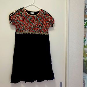 Black Embroidered Floral Dress